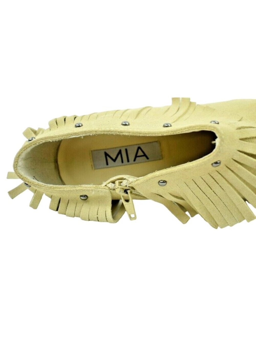 MIA Womens US Size 9 Hunter Tan Suede Leather Fringe Ankle Booties 4 inch Heels - Picture 11 of 11